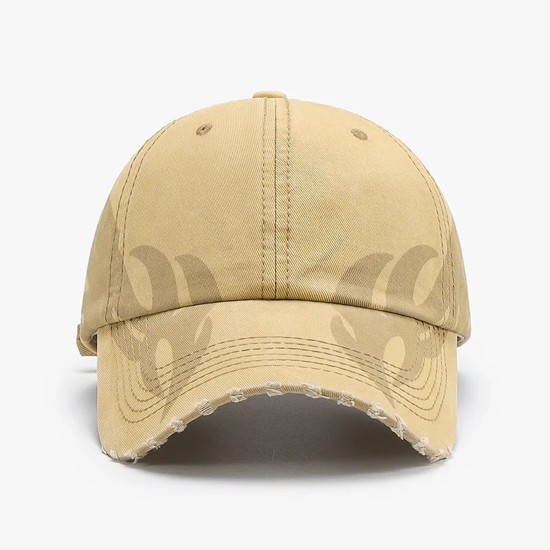 Unique Versatile Fashion Japanese Retro Washed Mixed-Color Ripped Baseball Cap