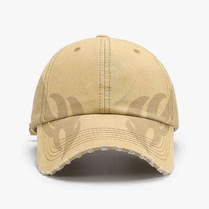 Unique Versatile Fashion Japanese Retro Washed Mixed-Color Ripped Baseball Cap