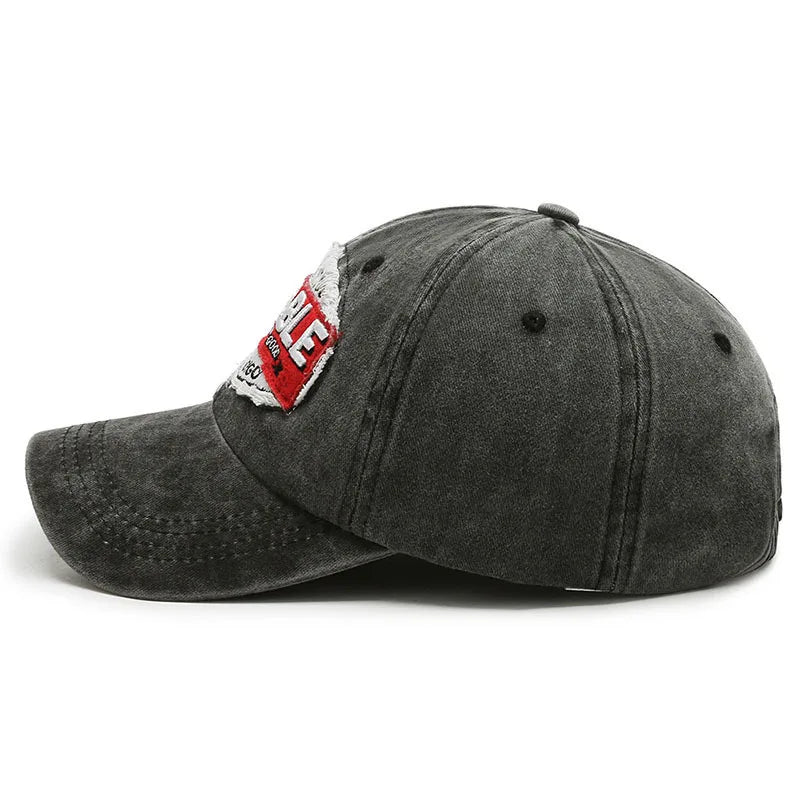 Fashion Washed Distressed Letter Embroidered Baseball Cap