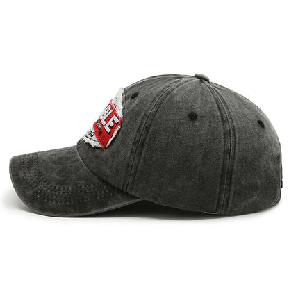 Fashion Washed Distressed Letter Embroidered Baseball Cap