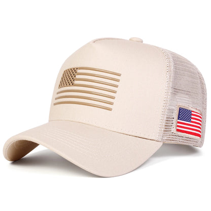 Unisex American Flag Embroidery Baseball Net Caps Outdoor Adjustable Casual Hats Sunscreen Hat Sports Cap