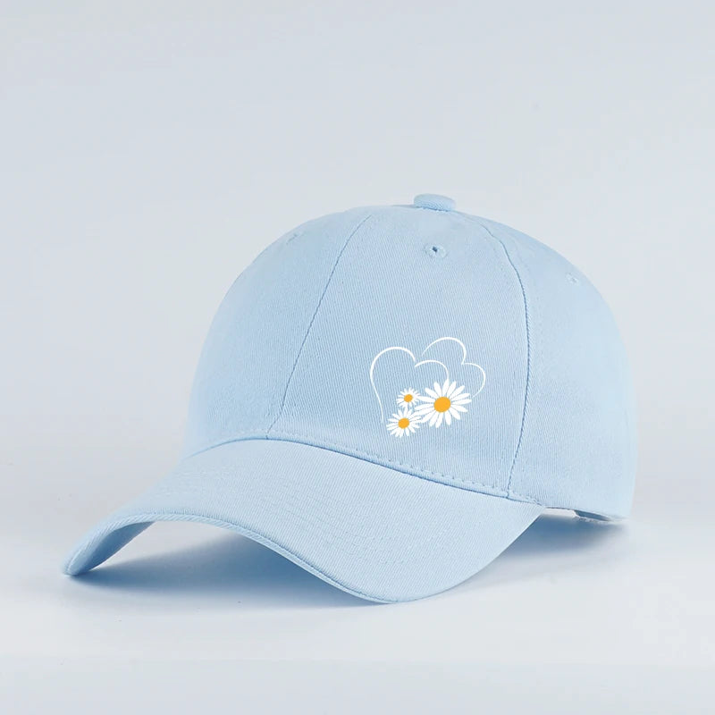 Heart-Print Daisy Soft-Peak Baseball Cap