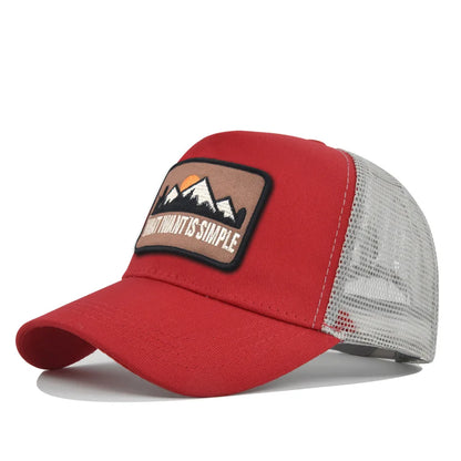 Letter Mesh Breathable Hat Women Men Embroidery Blocking Baseball Cap