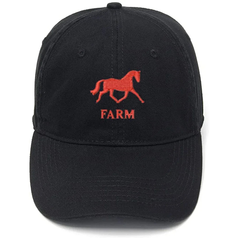 Men's Baseball Cap Horse Farm Embroidery Hat Black Embroidered Casual Baseball Caps
