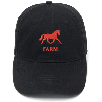 Men's Baseball Cap Horse Farm Embroidery Hat Black Embroidered Casual Baseball Caps