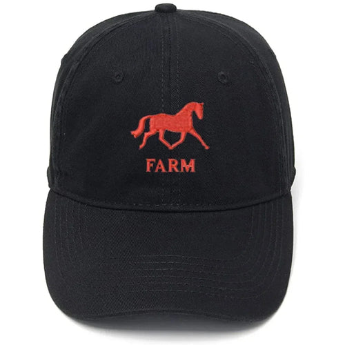 Men's Baseball Cap Horse Farm Embroidery Hat Black Embroidered Casual Baseball Caps