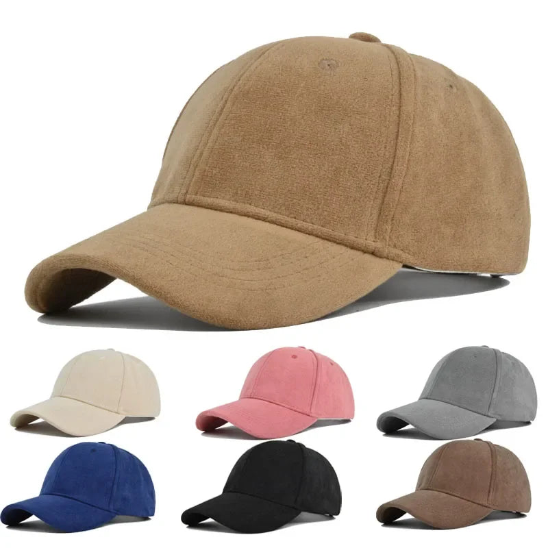 Fashion False Suede Baseball Caps For Men Women Autumn Winter Solid Retro Unisex  Adjustable Sun Caps