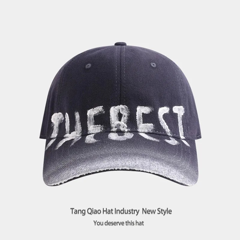 American Retro Washed Letter Baseball Cap for Men and Women