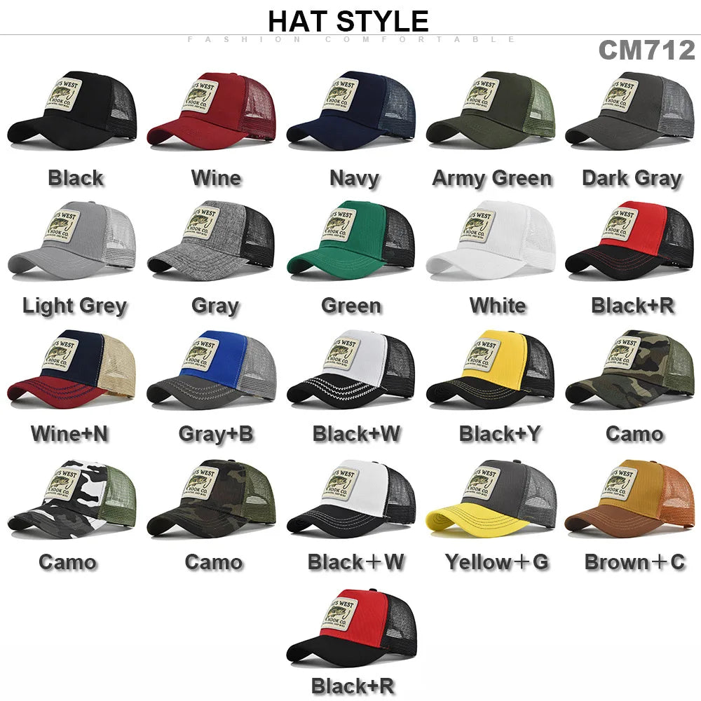 Fishing Embroidery Baseball Cap for Men Women