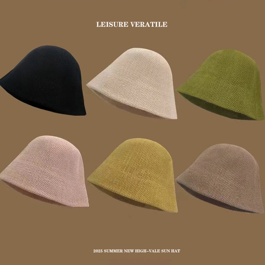 Versatile Bucket Hat Women Summer Hat Weave Sun Hat