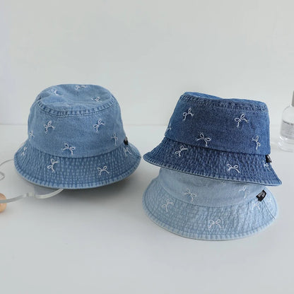 Spring Summer Baby Fisherman Hats Lovely Bow Pattern Kids Boys Girls