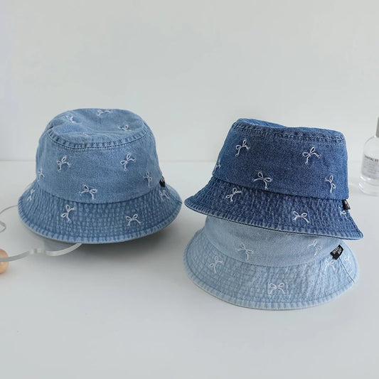 Spring Summer Baby Fisherman Hats Lovely Bow Pattern Kids Boys Girls