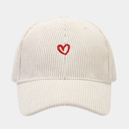 Little Love Embroidered Corduroy Baseball Cap Spring and Autumn Women's