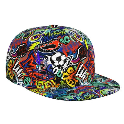 Hip Hop Street Graffiti Snapback Hat Flat Bill Hat Sports Street Graffiti Adjustable Flat Brim Sun Cap