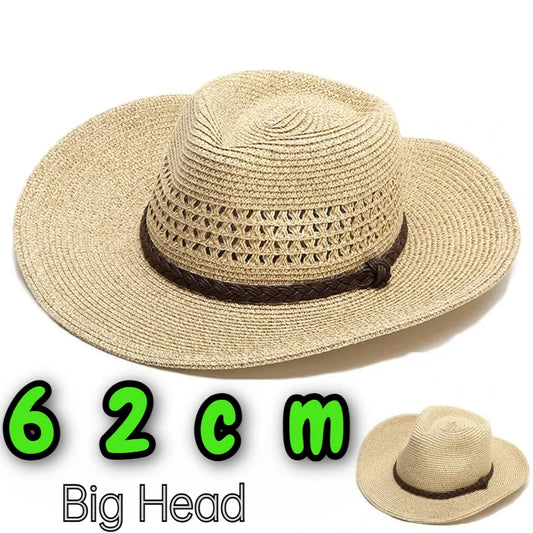 Summer Big Head XXXXL 62cm Straw Sun Hats Men Outdoor UPF 50+
