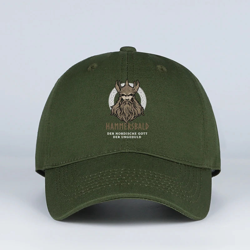 Hammers Bald Printed Baseball Cap Soft Comfortable Lightweight Breathable Adjustable Retro Viking Style