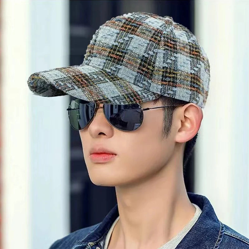 New Men Women Check Houndstooth Color Block Baseball Hats