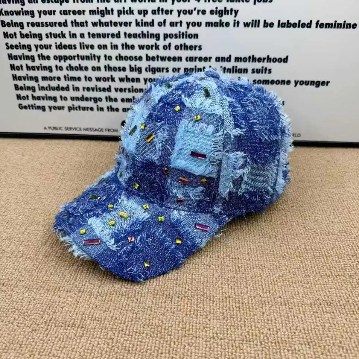 Trendy Western-Style Women's Distressed Denim Baseball Cap