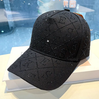 Full Rhinestone Letter Baseball Cap, Light Luxury Sparkling Rhinestone