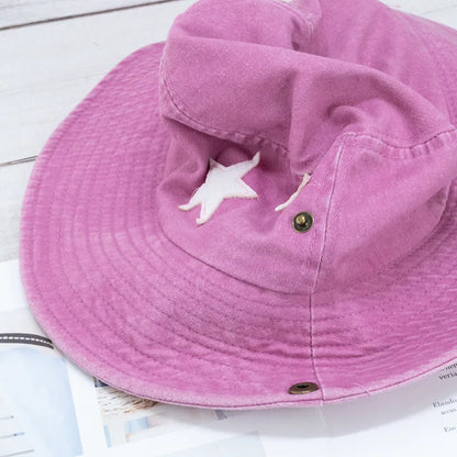 Unisex Washed Cotton Western Bucket Hats Men Women