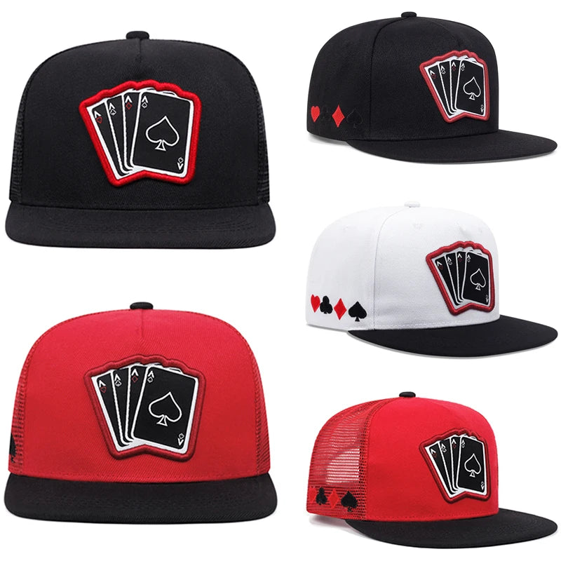 Poker A Four Flat Edge Hat Trendy Hip Hop Hat
