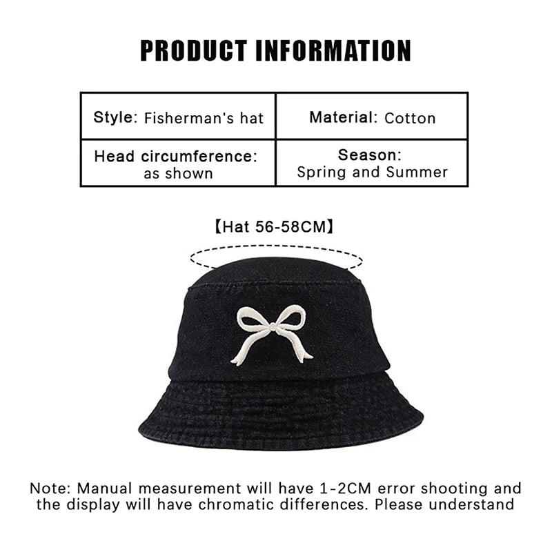 New Embroidery Butterfly Cotton Denim Bucket Hat