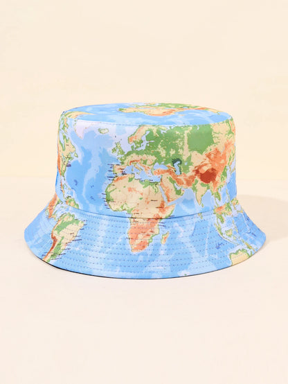 1PC Global Map Fisherman Hat