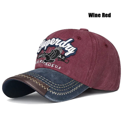 New Unisex Washed Cotton Embroidered Eagle Baseball Cap