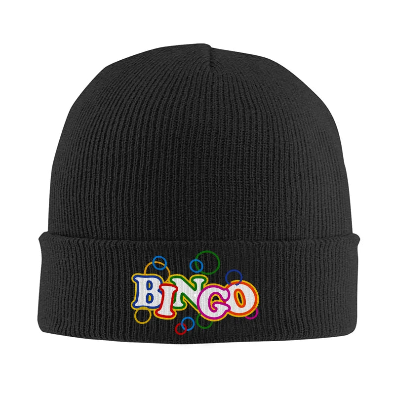 Bingo Letter Pattern Knit Beanie Hat Warm Cuffed Skull Cap