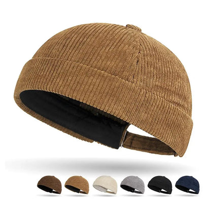 New Corduroy Brimless Cap For Men Women Adjustable