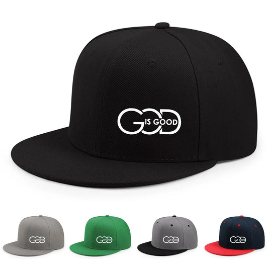 Unisex Adjustable Baseball Cap Street Flat Brim Hat Printed God Is Good Casual Headwear Men And Women