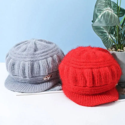 Women's Fashion Knitted Wool Hat Solid Color Windproof Cap