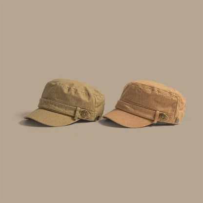 Unisex Solid Color Flat Top Military Cap Adjustable Outdoor