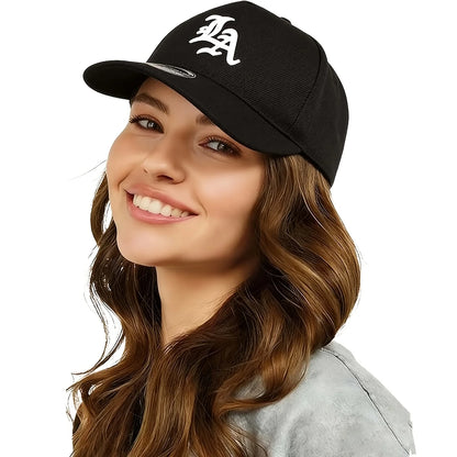 1PC "Edgy LA Emblend Flat Edged Snapback cap, Stylish Streetwear Aesthetic