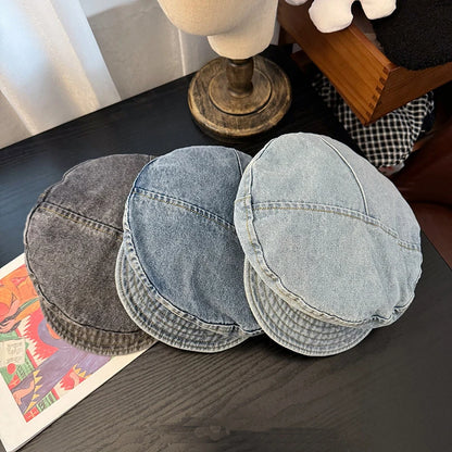 New Flat Top Washed Denim Jean Cowboy Hat