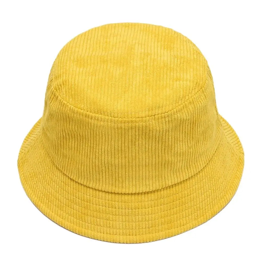 Women Winter Bucket Hat Corduroy Faux Fur Warm Fisherman Cap