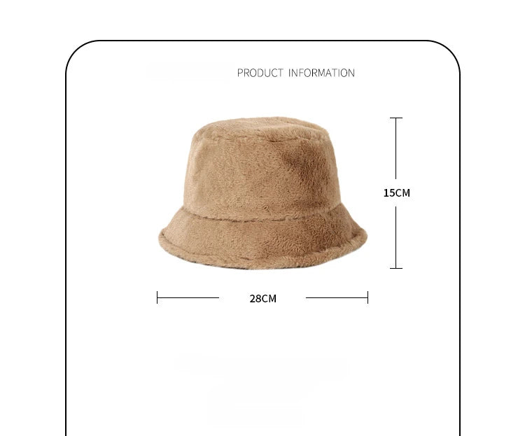 Winter Rabbit Plush Fisherman Hats Women Girl Bucket Hat