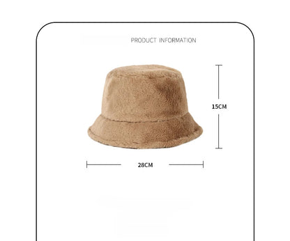 Winter Rabbit Plush Fisherman Hats Women Girl Bucket Hat