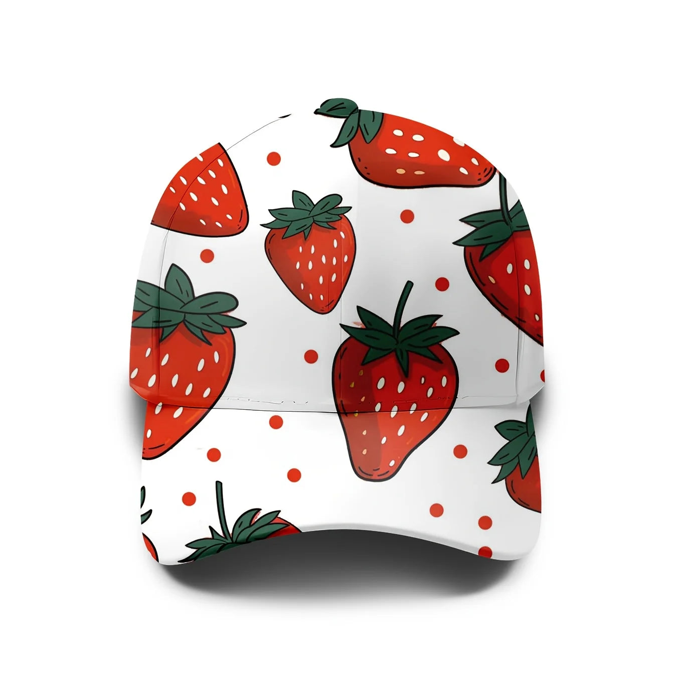 Unisex Strawberry Print Baseball Cap With Full-Body Strawberry Pattern Adjustable