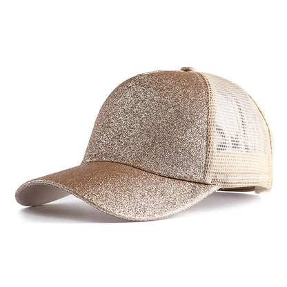 Summer Glitter High Ponytail Baseball Cap Female
