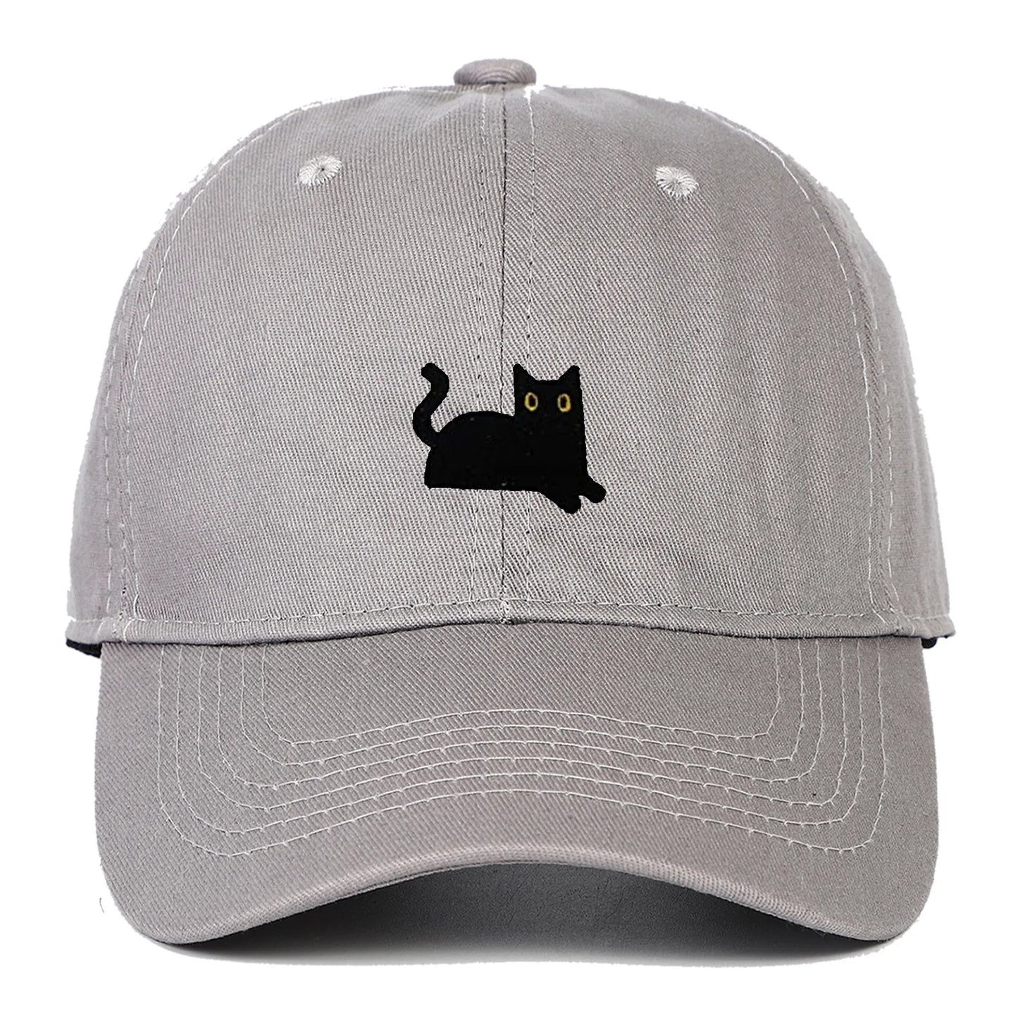 Cute Cat Embroidery Soft Top Baseball Cap Men and Women Summer