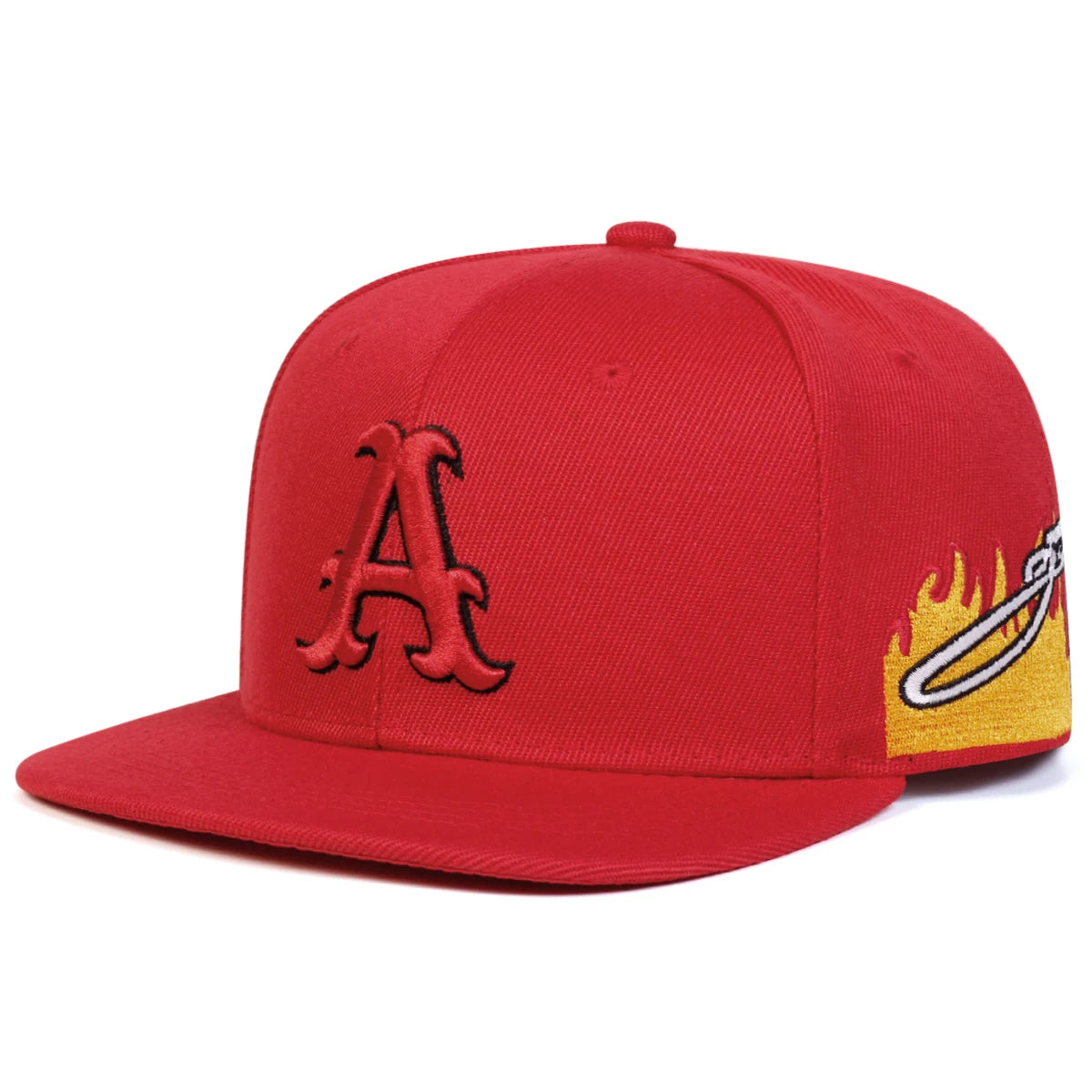 Unisex A Letter Embroidery Side Flame Hip-hop Hats Spring Autumn