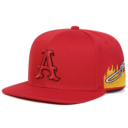 Unisex A Letter Embroidery Side Flame Hip-hop Hats Spring Autumn