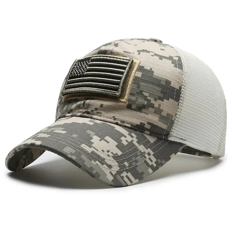 American Flag Camouflage Sticker Embroidered Baseball Cap Net Hat Men