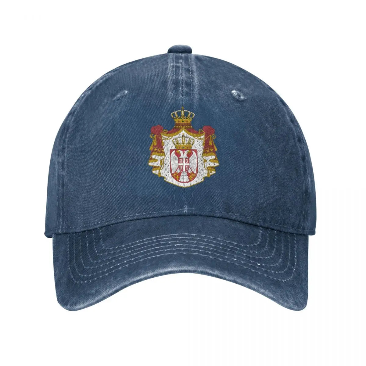 Men Baseball Cap Serbia Emblem Charcoal Washed Denim