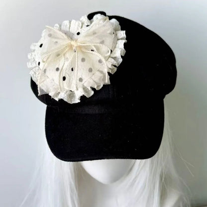 Y2K Original Lace Polka Dot Heart-Shaped Beret