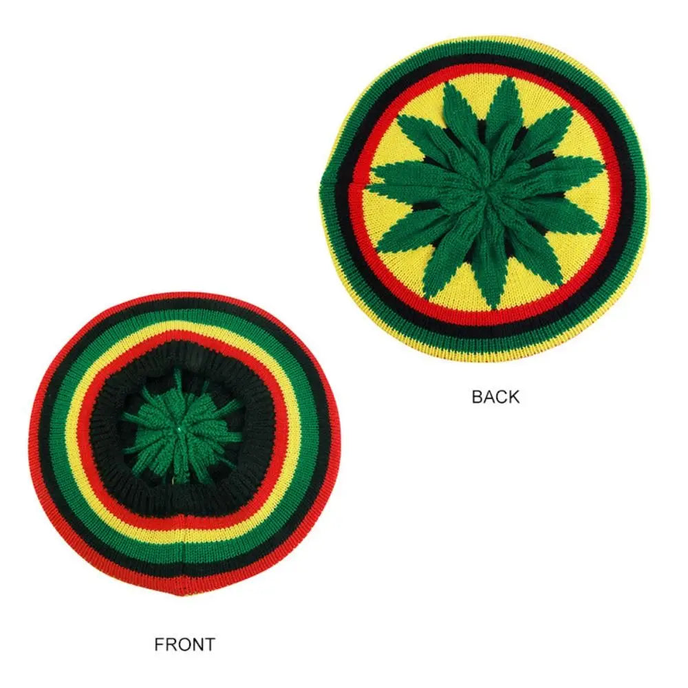 New Jamaican Reggae Loose Knitted Beanie Warm Wool Knitted Rainbow Hat