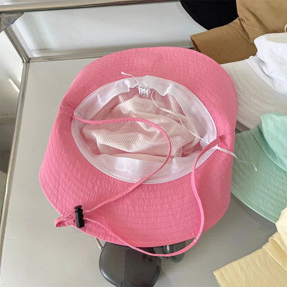 Bow Embroidery Women Quick Dry Bucket Hat Summer