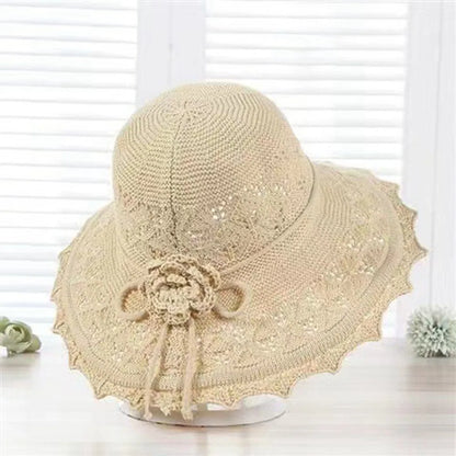 Fashion Crochet Summer Sun Hat Foldable Weave Sunshade Hat