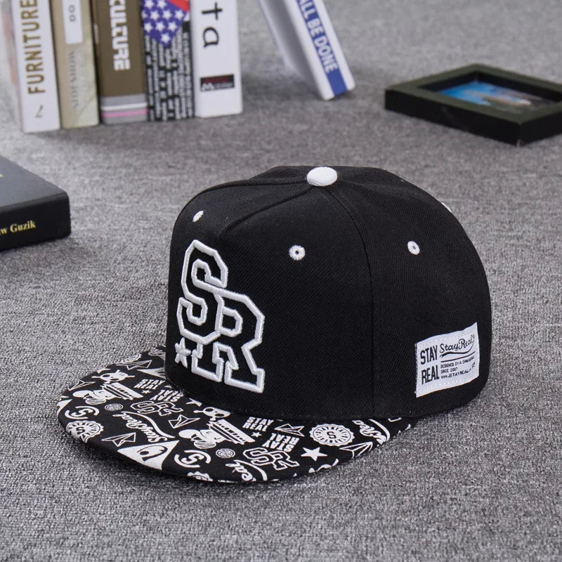 New Fashion Embroidery Letter SR Baseball Cap Hip Hop Hat Outdoor Sports And Leisure Flat Shade Snapback Cap